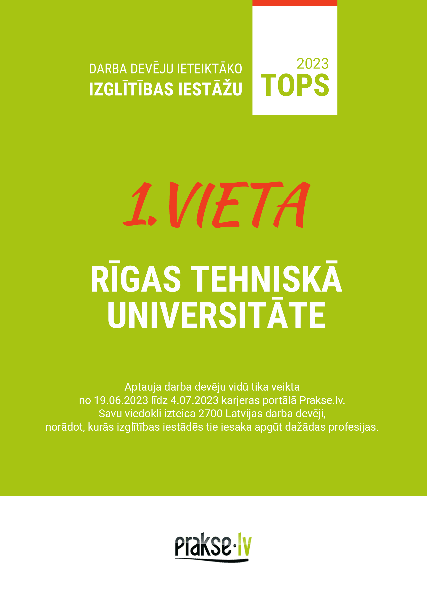 RTU – nemainīgi darba devēju visaugstāk novērtētā universitāte Latvijā
