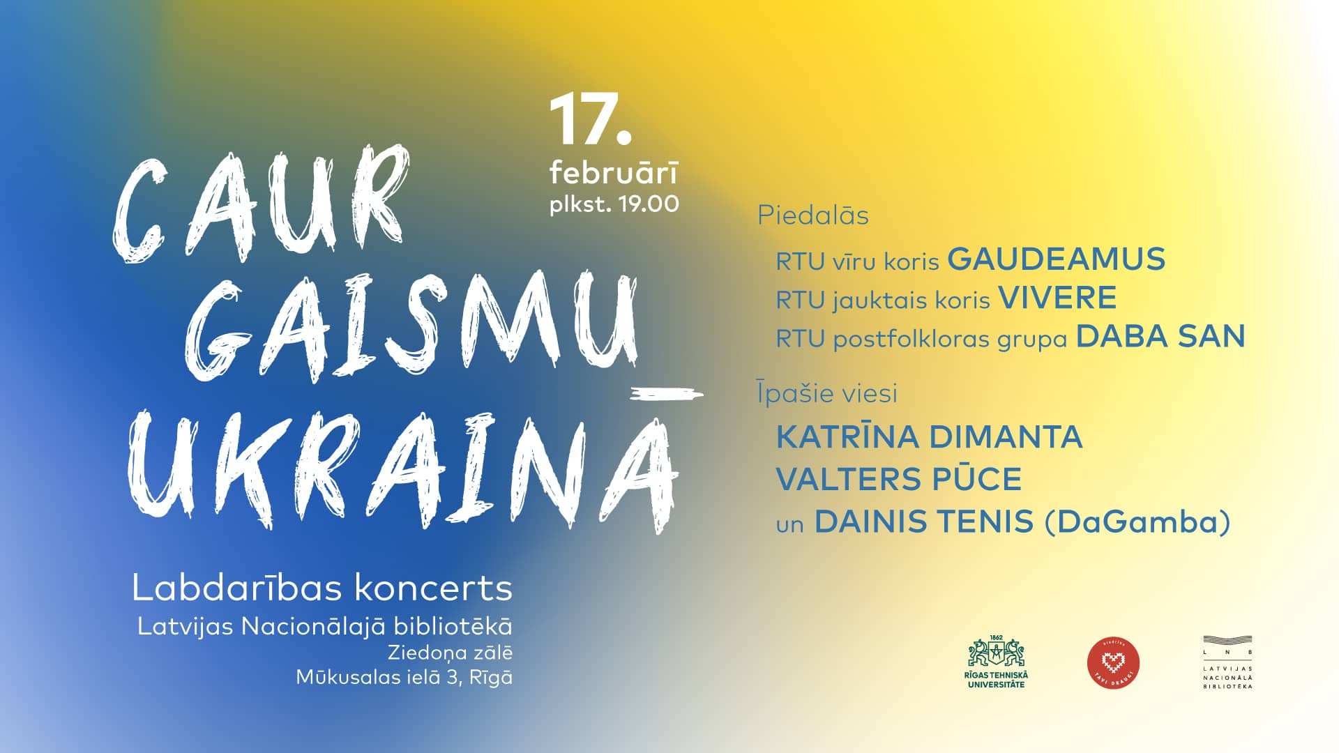 RTU un biedrība «Tavi draugi» aicina uz labdarības koncertu Ukrainas atbalstam «Caur gaismu Ukrainā»