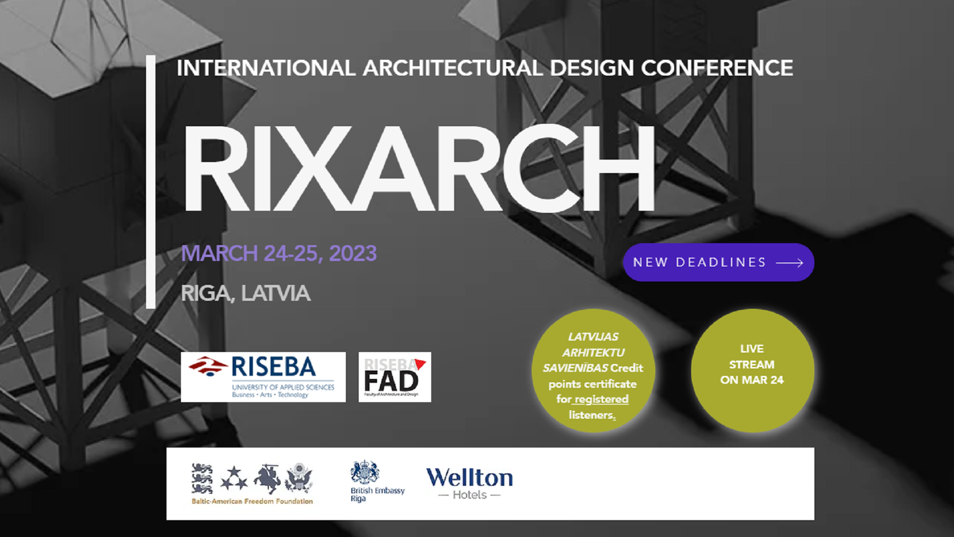 RISEBA Arhitektūras un dizaina fakultāte aicina uz 1. Starptautisko Arhitektūras dizaina konferenci RIXARCH 2023