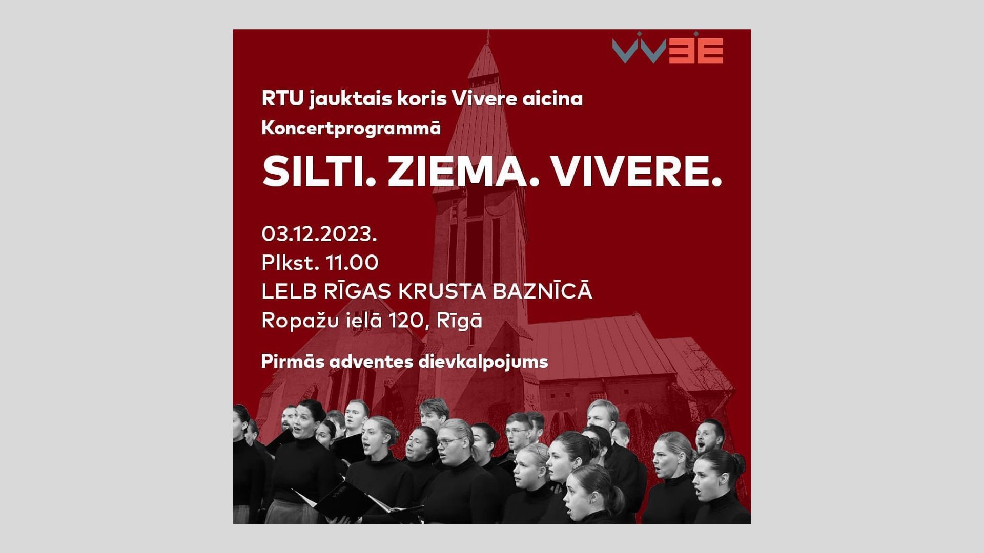 RTU jauktais koris VIVERE ielūdz uz koncertu «Silti. Ziema. Vivere»