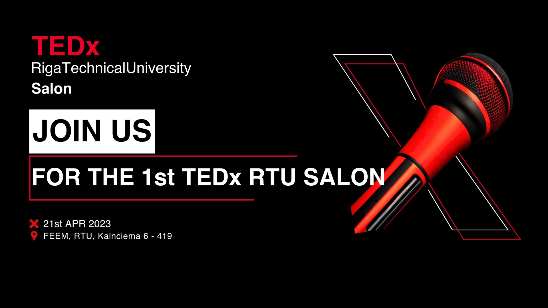The first TEDx RigaTechnicalUniversity Salon event will take place on April 21