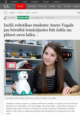 RTU izcilā robotikas studente Anete Vagale pēta, kā robotus sekmīgāk ieviest cilvēka dzīvē