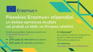 Sākusies pieteikšanās Erasmus+ stipendijai studijām un praksei