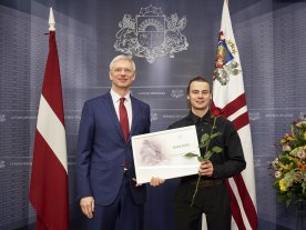 K. Kariņš sveic RTU Inženierzinātņu vidusskolas skolēnus un pedagogus par panākumiem starptautiskajās mācību priekšmetu olimpiādēs