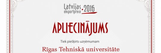 RTU saņem Latvijas Eksportpadomes apbalvojumu