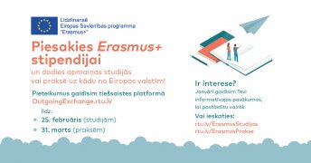Studenti var pieteikties Erasmus+ stipendijai apmaiņas studijām un praksei