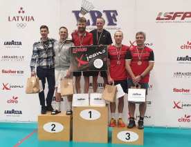 RTU badmintona izlases spēlētājs Reinis Krauklis triumfē vīriešu dubultspēlēs Latvijas čempionātā badmintonā