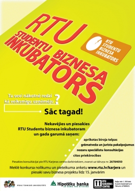 Sākusies pieteikšanās RTU Studentu biznesa inkubatora pakalpojumu saņemšanai