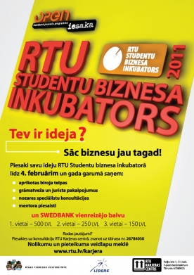 Pēdējo nedēļu iespējams pieteikties RTU Studentu biznesa inkubatora pakalpojumiem